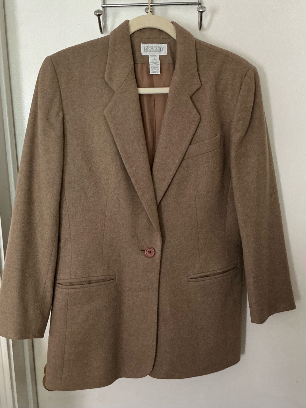 Lands' End Brown Wool-Blend Single-Button Blazer